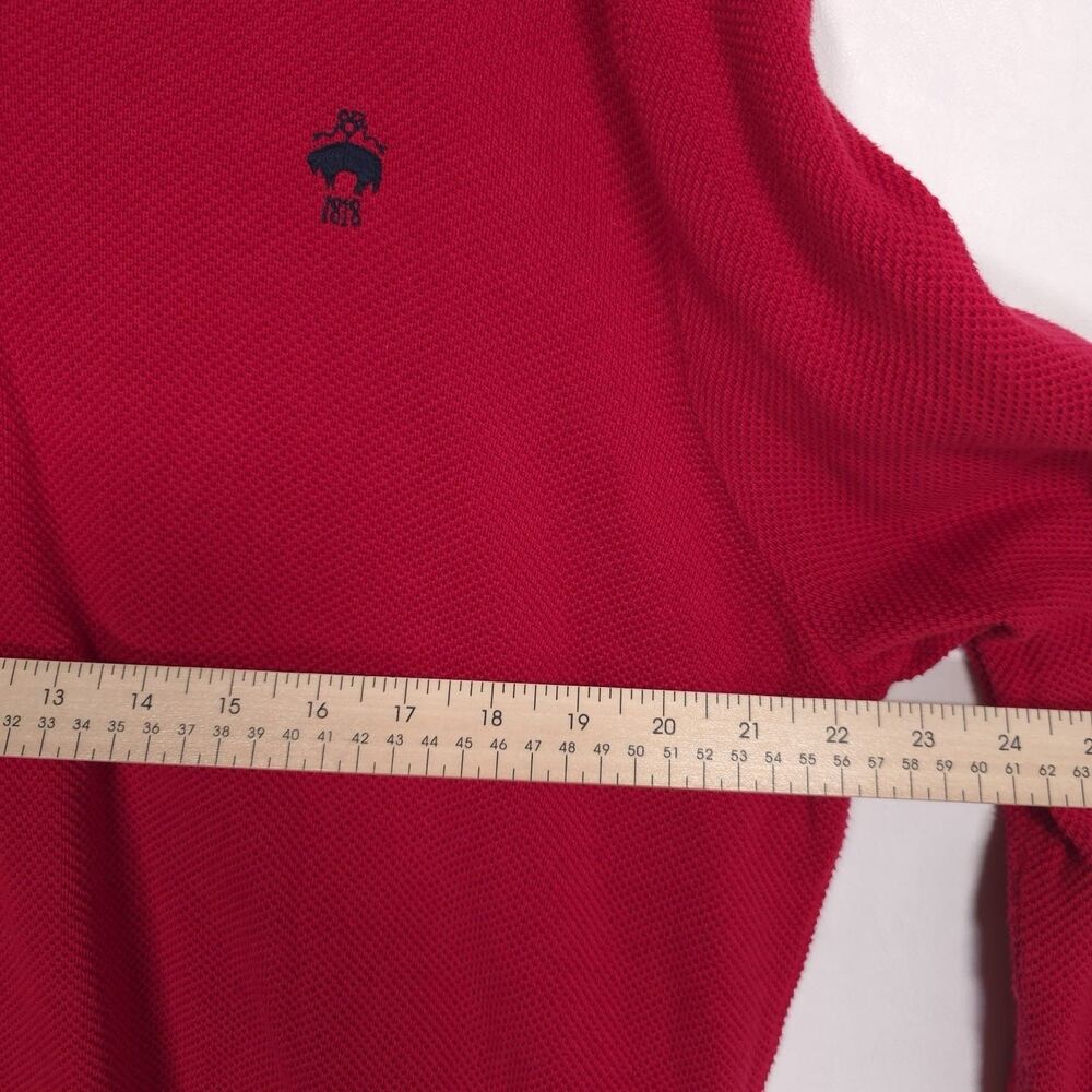 VTG Brooks Brothers Knit Pullover Sweater Men’s XL Red Supima Cotton V Neck Logo - Picture 4 of 9